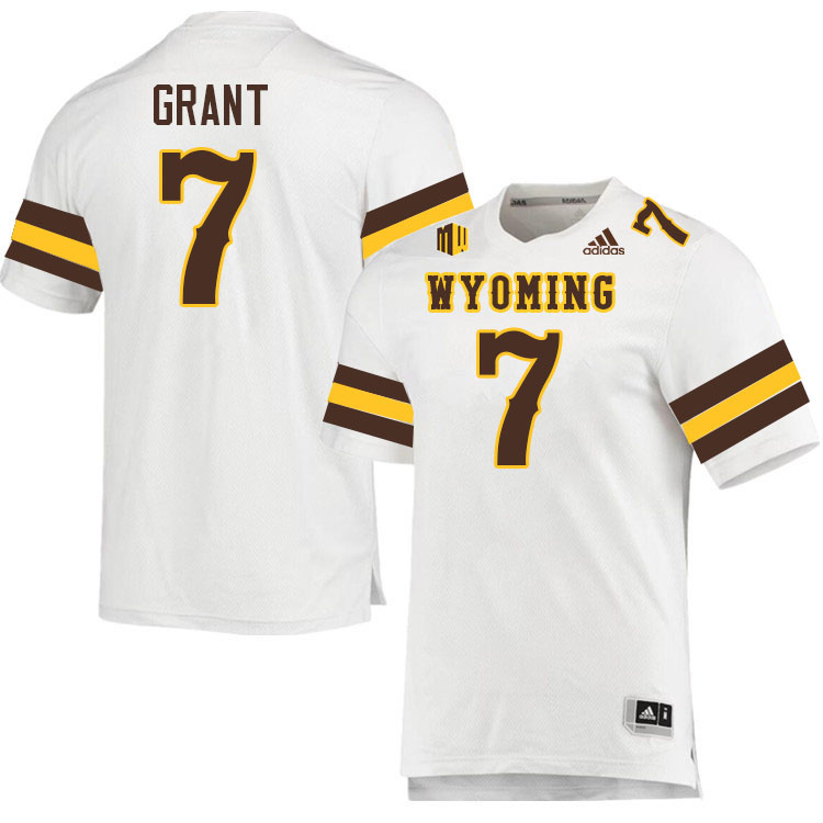 Wyoming Cowboys #7 Markie Grant College Football Jerseys Stitched-White